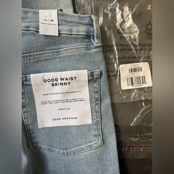 GOOD AMERICAN Good Waist Raw Hem Gradient Skinny Jeans Indigo 663 Size 10/30 - Picture 8 of 8
